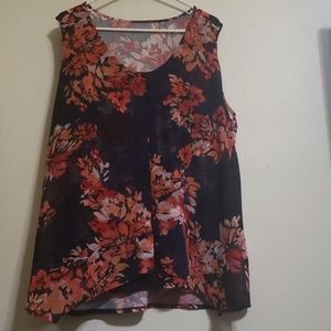 Layered Floral Sleeveless Blouse